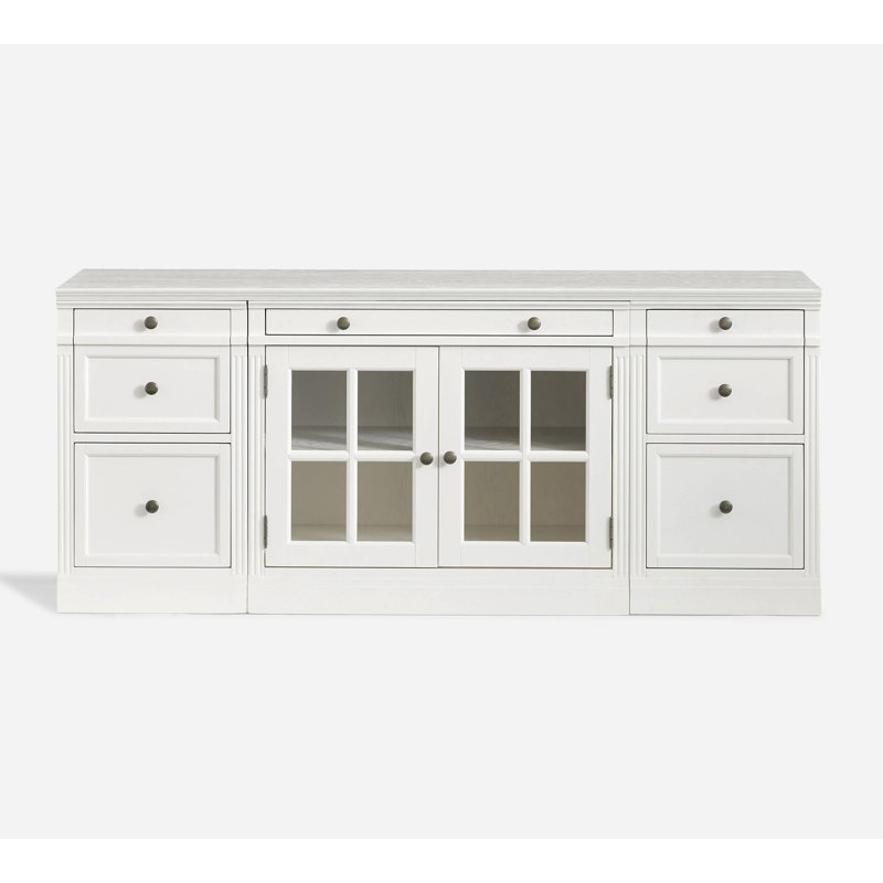 Buffet en bois massif avec console télé et bois de pin, Blanc