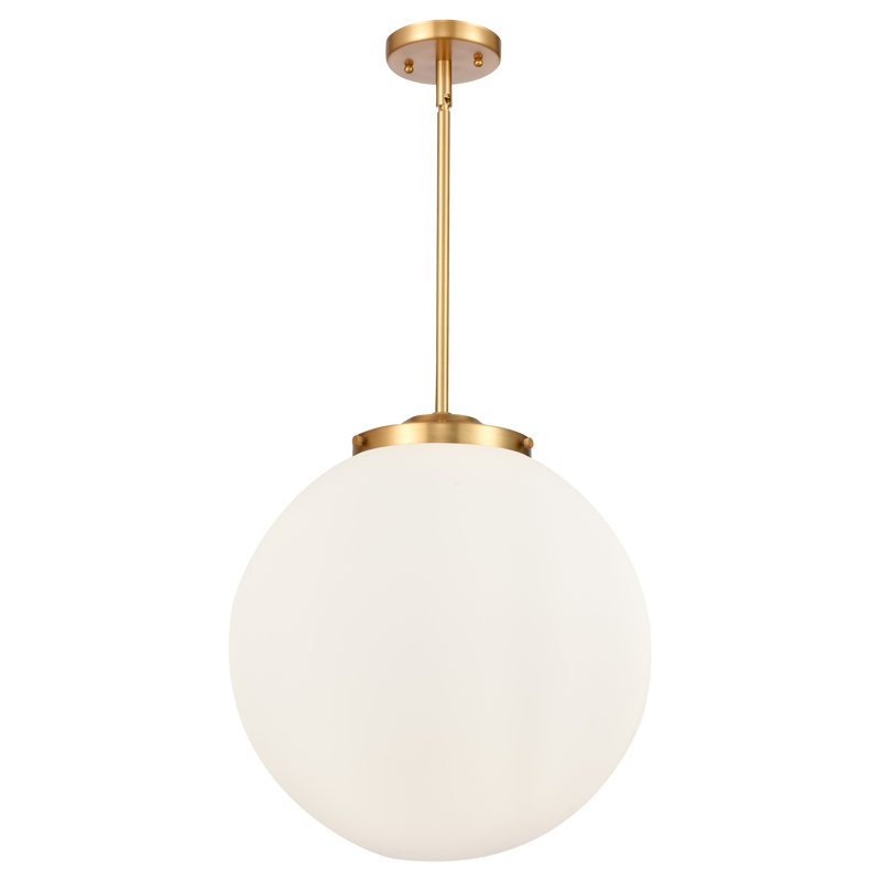 Luminaire suspendu sphère 3 lumières DEL Beacon, Or satiné, Blanc mat, H 17 po x l 16 po x P 16 po