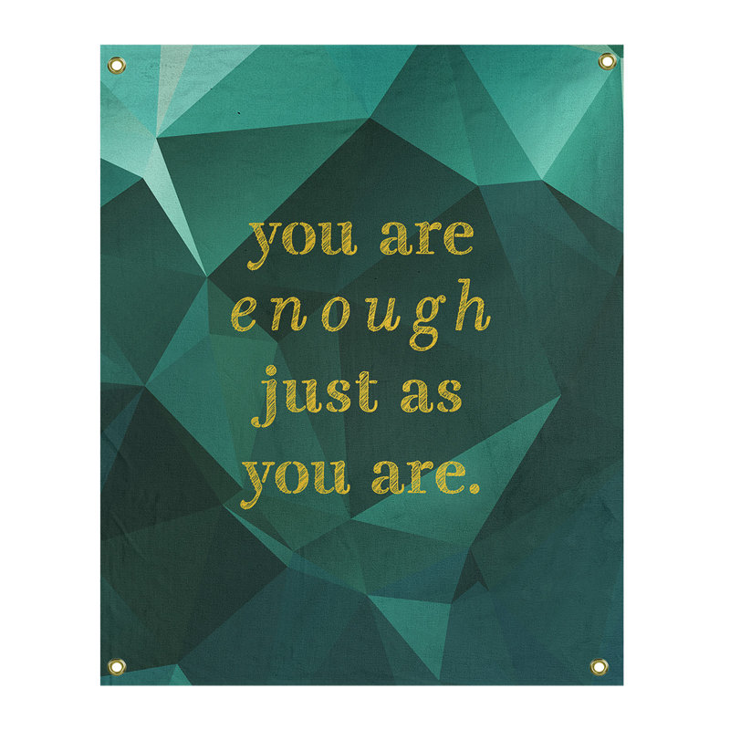 Tapisserie «Polyester You Are Enough» en polyester, H 80 po x l 59 po, Émeraude / doré