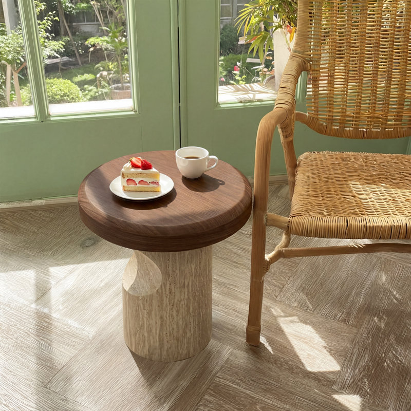 Mushroom-shaped walnut side table modern decorative table bedside table