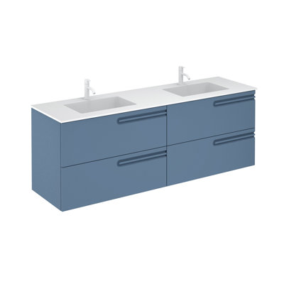 Goltz 65 " W Free Standing Wall Mounted 1 Single Double Vanity Bathroom Vanity With Solid Surface Top