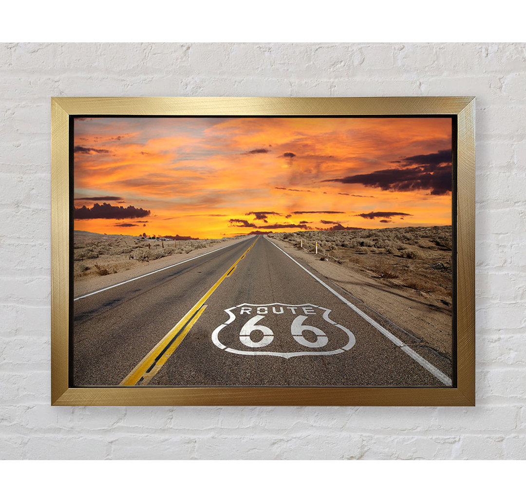 Route 66 Sonnenuntergang - Einzelne Bilderrahmen Kunstdrucke