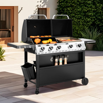  Combiné de gril au propane - Gril double et plaque chauffante
