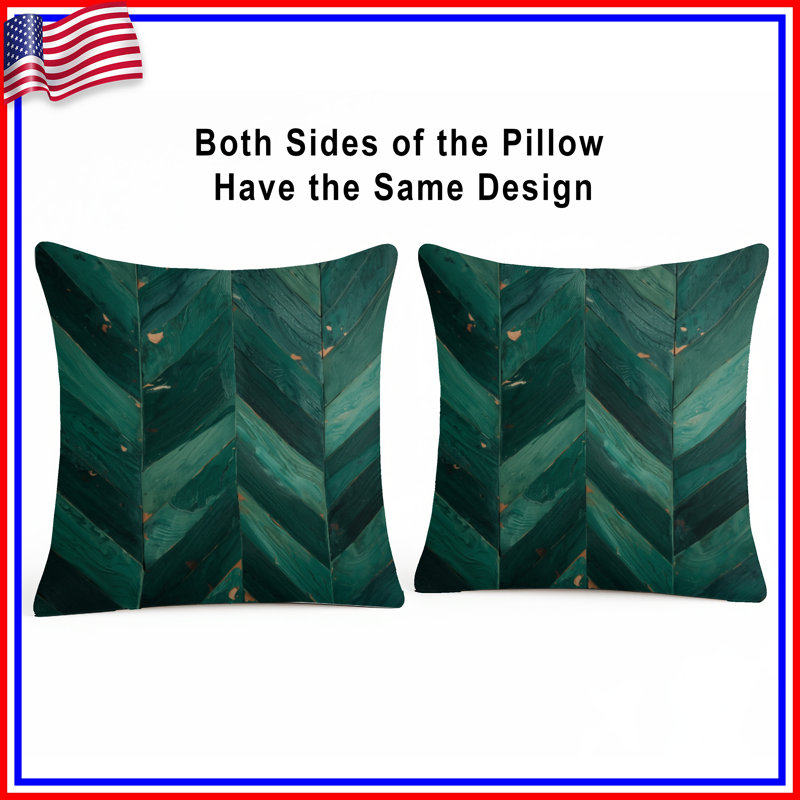 Coussins décoratifs en bois à chevrons verts, 20 po x 20 po