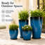 Grands pots de fleurs d'extérieur, lot de 4, 25/30/53/61 cm, bleu émaillé-582174379
