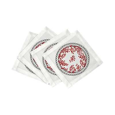 Serviettes de cocktail en satin de coton Christmas Berries