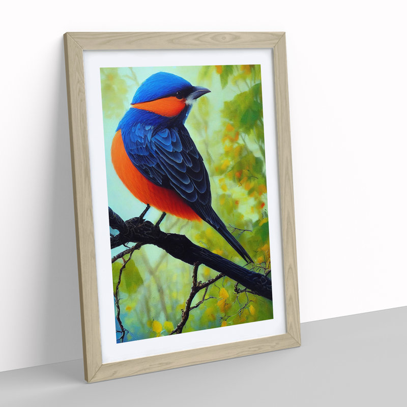 Breathtaking Bird - Single Picture Frame Print, 46cm H x 34cm W x 2cm D, Oak
