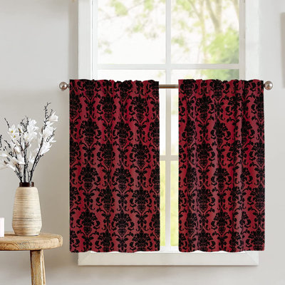 Poplin Damask Floral Cafe Tier Curtains