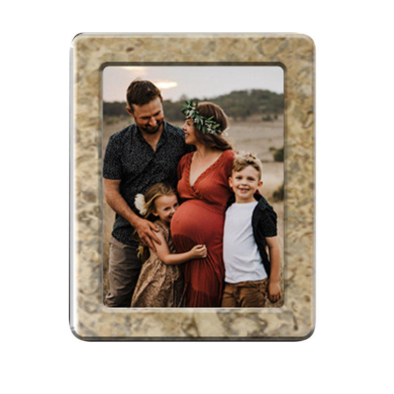 Cadre photo en marbre fossile, 4 x 6 pouces, présentoir de bureau moderne