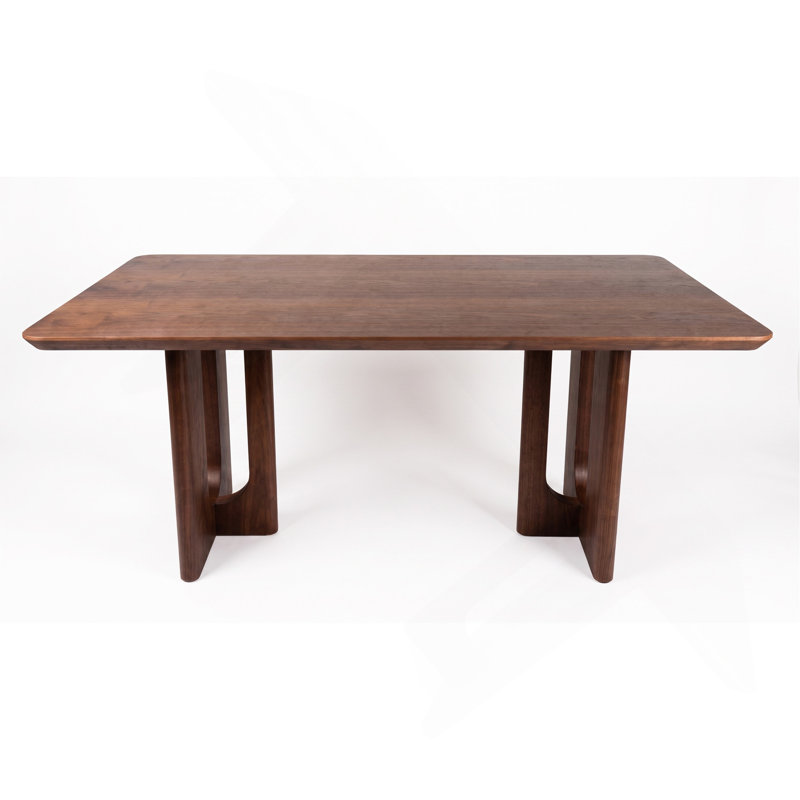 Table de salle à manger rectangulaire moderne et minimaliste de 160 cm (62,9 po) en bois massif, fini noyer, idéale pour la cuisine et le salon