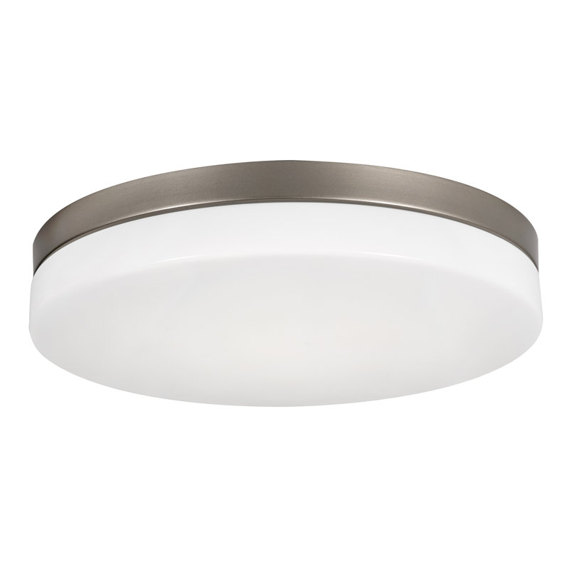 LED Flush Mount, Satin Nickel, 2.5" H x 14" W x 14" D