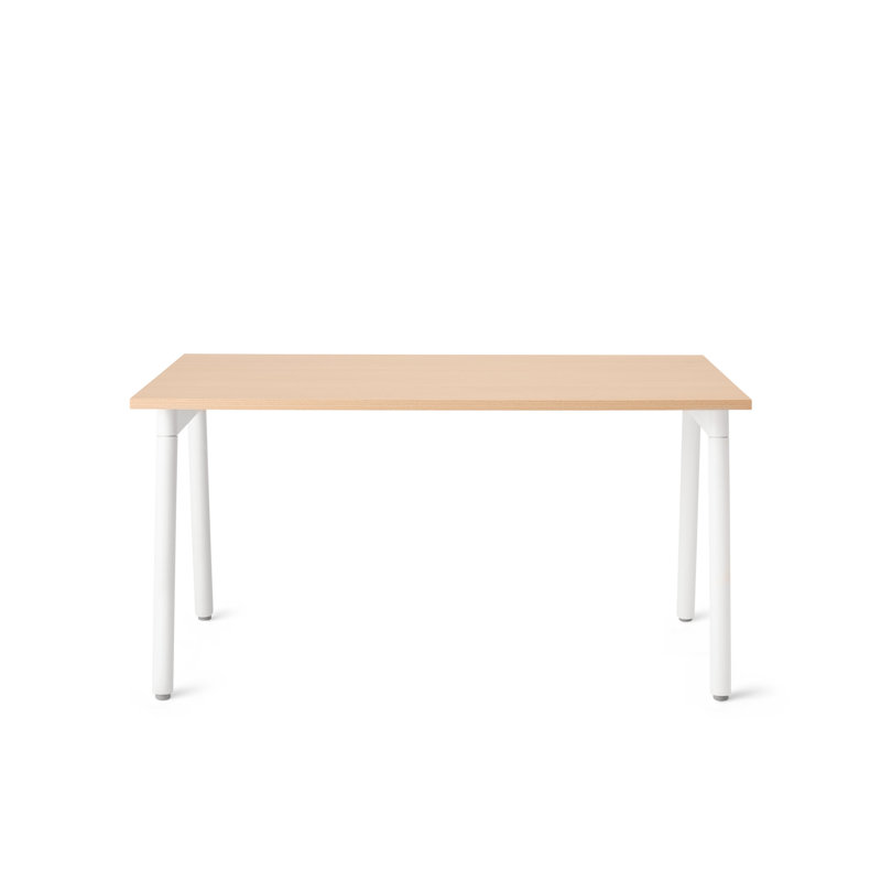 Series A Executive Single Desk, 29" H x 57" W x 27" D, White/Natural Oak