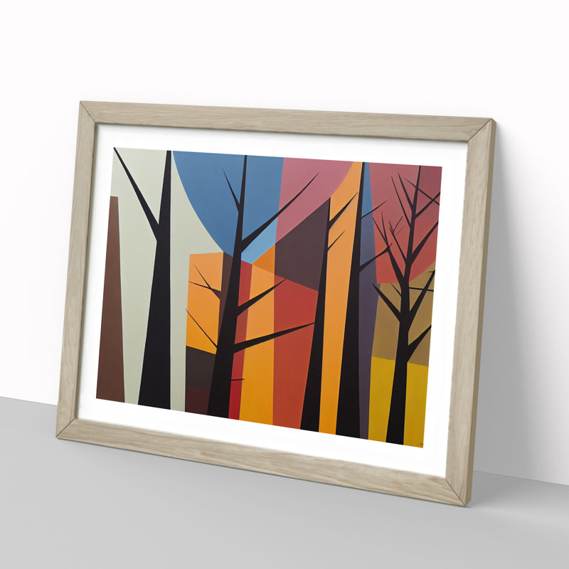 Brave Abstract Forest - Single Picture Frame Print, 46cm H x 64cm W x 2cm D, Oak Framed
