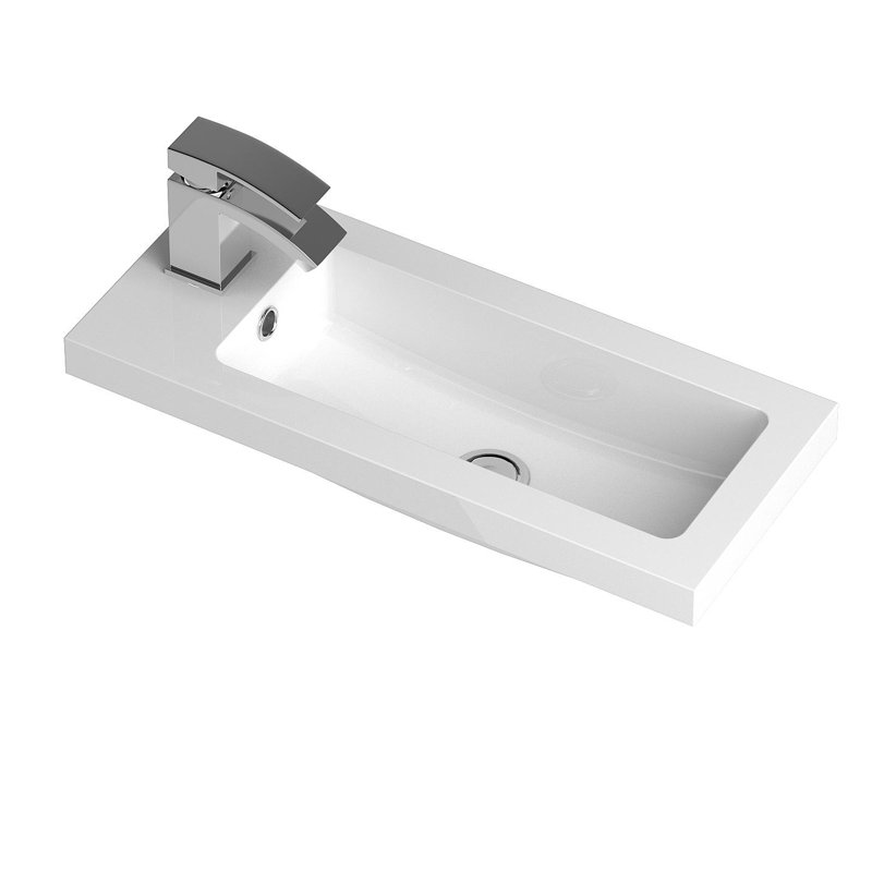 Fusion 505mm Single Bathroom Vanity with Integrated Polymarble Basin, Gloss White