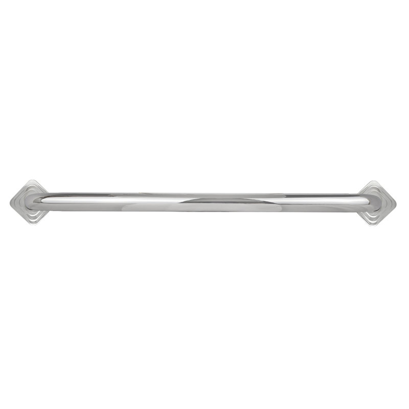 Barre d'appui 18 po Monarch Designer avec brides carrées, acier inoxydable satiné, 34.25" L, Polished Chrome