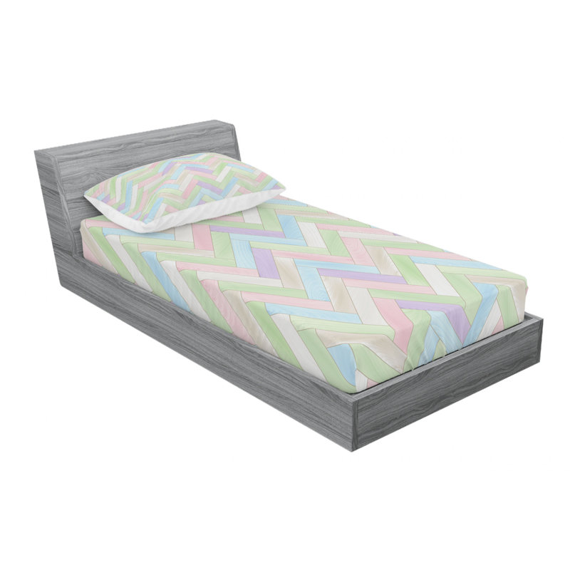 Microfiber Chevron Sheet Set, Twin XL Sheet Set with Fitted Sheet