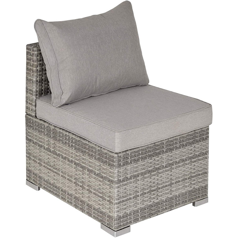 Gennett Wicker Outdoor Armless Lounge Chair, Light Grey/Beige