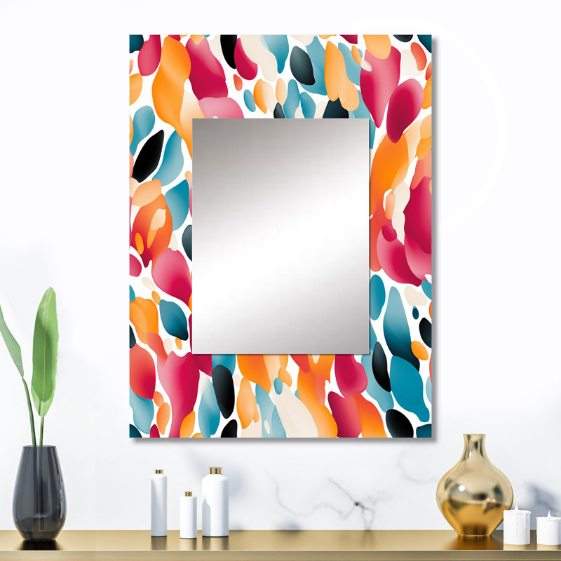 Chazlyn rose et bleu vibrant abstrait sauvage - miroir mural décoratif abstrait, grand miroir moderne, art imprimé en métal