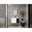 Meuble-lavabo mural 30 po avec lavabo en céramique, 2 portes à fermeture en douceur, meuble-lavabo blanc brillant et 1/2 porte en verre gris, contreplaqué-129864871