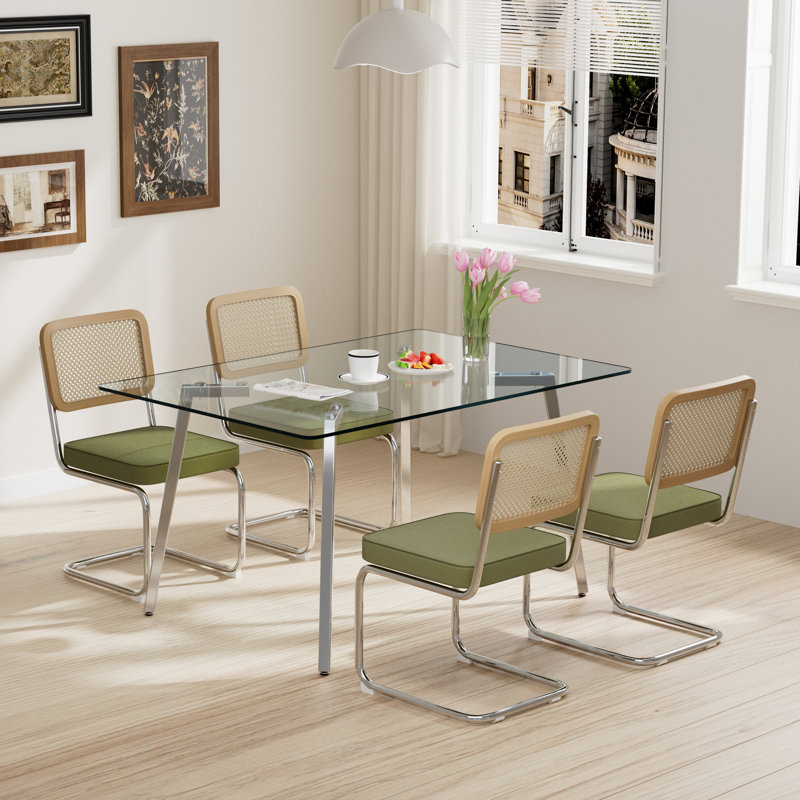 Ensemble de salle à manger rectangulaire, Vert / Argent, 5