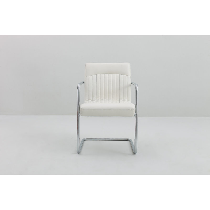 Fauteuil en cuir et métal, Blanc