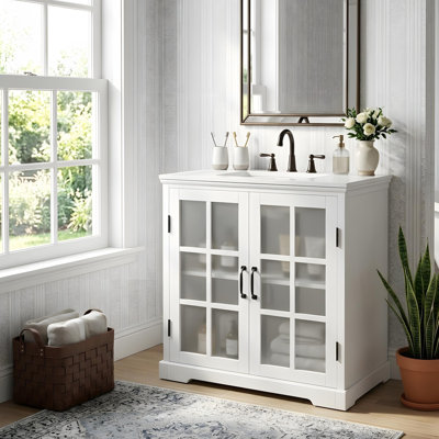 Meuble-lavabo de 30 po avec lavabo, portes à fermeture douce et tablettes réglables