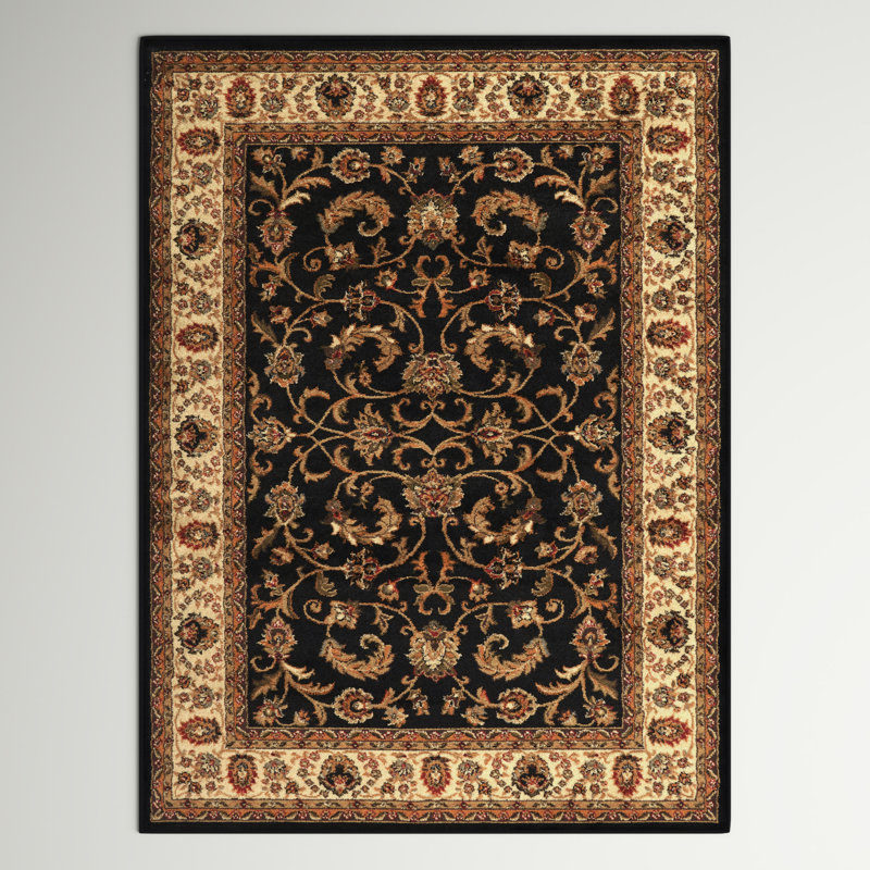 Tapis noir / ivoire Cokeley, Rectangle 7 pi 8 po x 10 pi 4 po