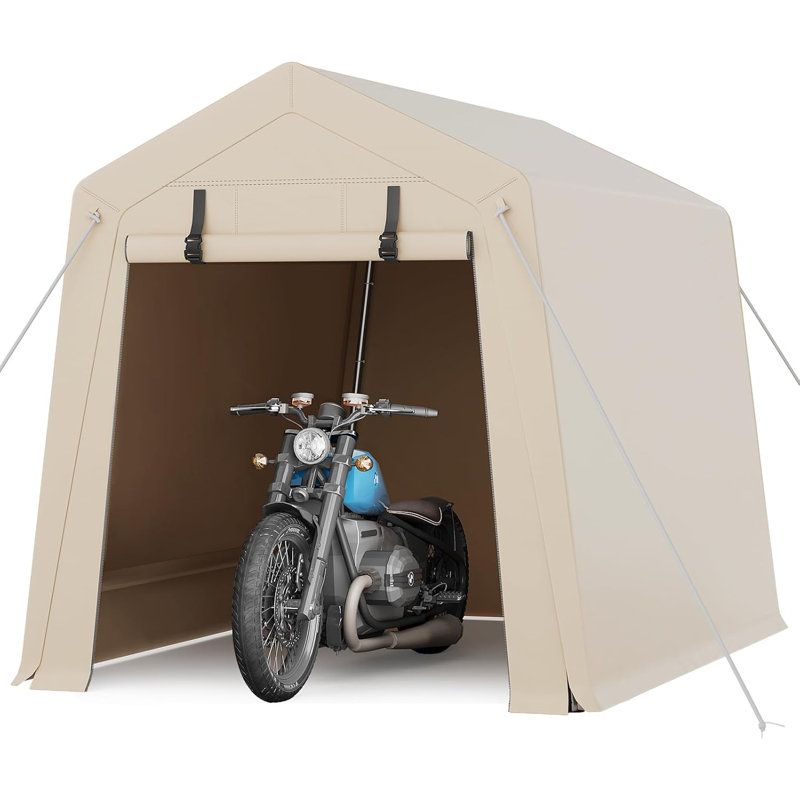 6X8 FT Portable Outdoor Storage Shed With 2 Roll-Up Zipper Doors & Vents, 240G Heavy-Duty Shelter Waterproof PE Tarp, Yellow