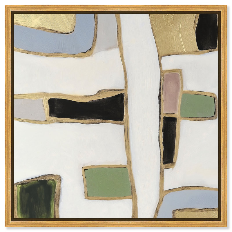A Night With Klimt II Canvas Abstract Print by Oliver Gal, Black Frame, 12 x 12, 17"H x 17"W, Gold Frame