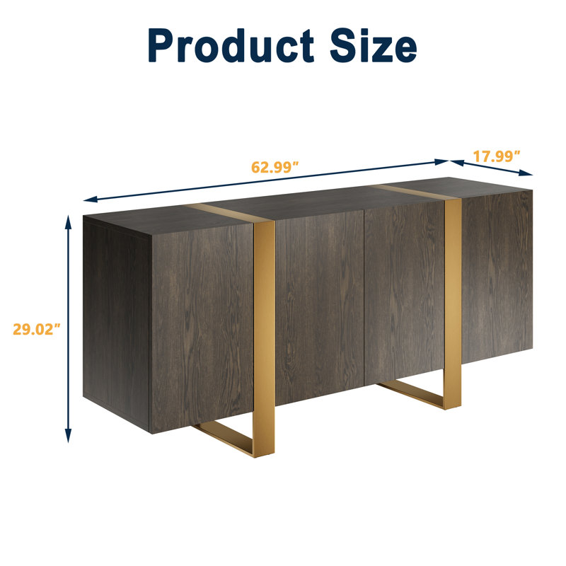 Laylonie 63'' Wide Wood Buffet Sideboard Cabinet