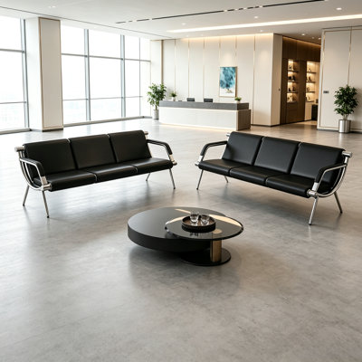 6-Seat Waiting Room Chairs - Airport Reception Chair with Arms Waiting Benches PU Leather, Office Guest Chairs & Reception Chair for Clinic Office School Salon Lobby