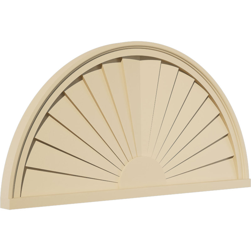 Demi-rond signature fronton en uréthane, brun clair apprêté, 34 po x 17 po x 2 po, Aucune, Rayons de soleil