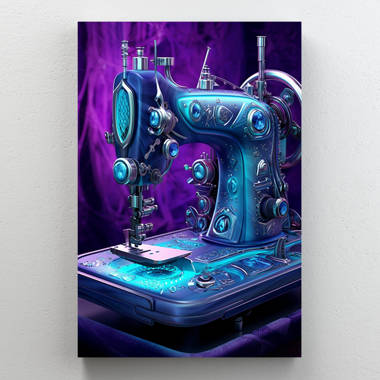 A Cute Sewing Machine - in My Sewing Room Thou Shalt Not Ask When It Will Be Finished - Wrapped Canvas Graphic Art Trinx Size: 24 H x 20 W x 2 D