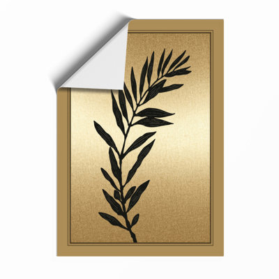 Single Stem in Gold Botanical - Framed Print
