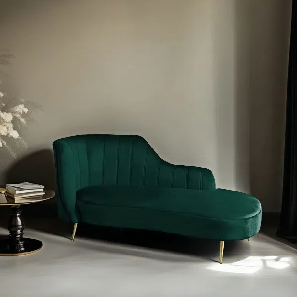 Chaise longue élégante, simple, moderne et créative, Atrovirens, Orienté à gauche (vu de face)