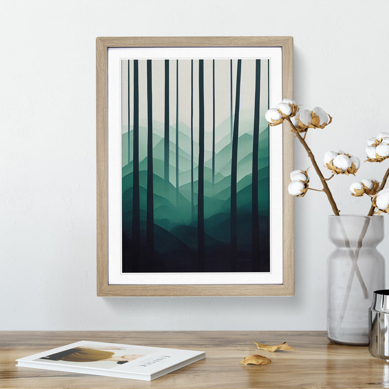 Forest Zen Abstract 1 Piece Single Picture Frame Wall Art, 46cm H x 34cm W x 2cm D, Oak