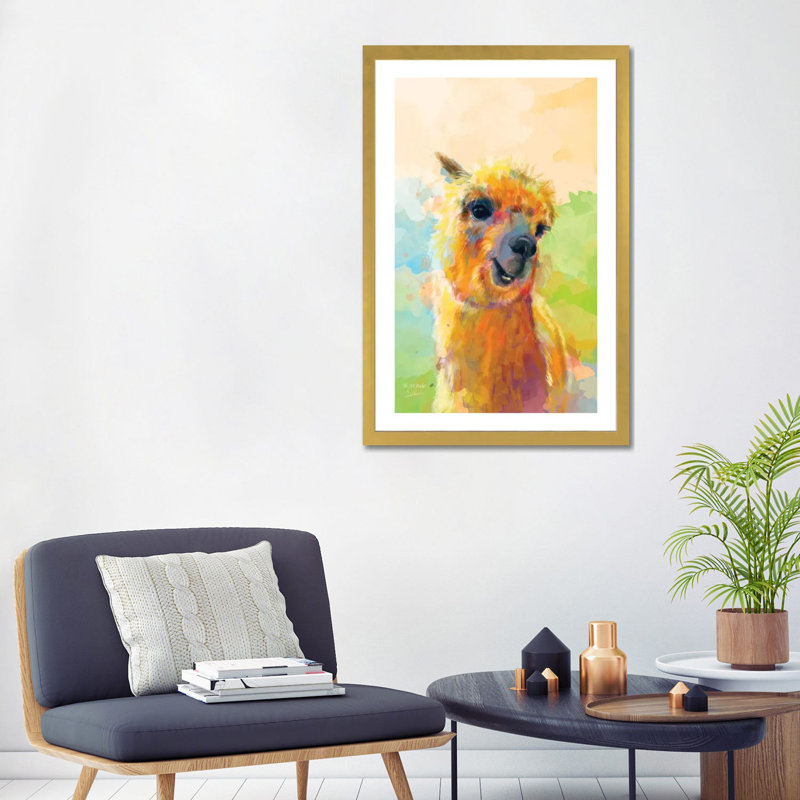«Colorful Happiness», reproduction d'art, Papier encadré doré, Blanc, H 32 po x l 24 po x P 1 po