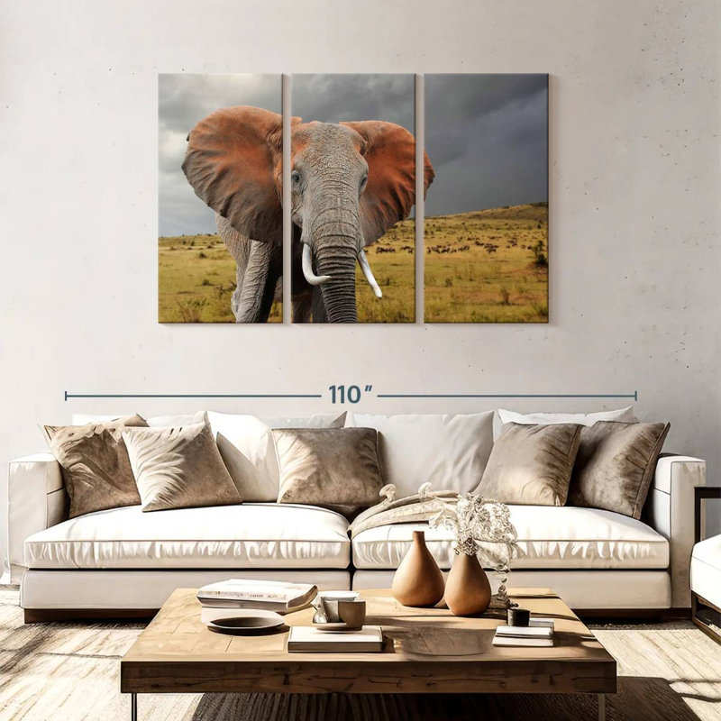 Éléphant d'Afrique, H 48 po x l 74 po