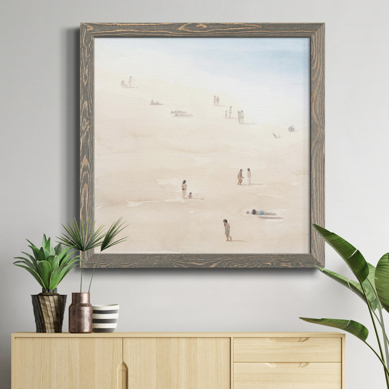 Beach Goers I-Premium, toile encadrée - prête à être accrochée, H 20 po x l 20 po x P 1 po, Cadre gris