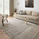 Striped Machine Woven Polyester Area Rug in Beige/Gray