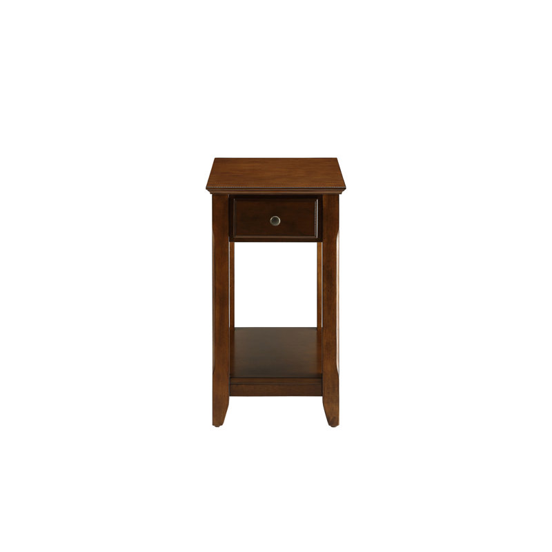 Noyer - Table à finition rectangulaire avec forme rectangulaire, un tiroir et une tablette, pieds fuselés en bois, caractéristique, pattes colorées de qualité de fabrication 1, toute la quincaillerie est fournie, capacité de 80 lb