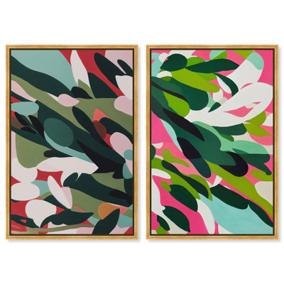 Vibrant Botanical Abstract Canvas Print Botanical Wall Decor Set by Art Remedy, Black Frame, 10 x 15