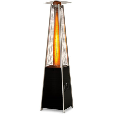 BTEXPERT 50,000 BTU Propane Standing Patio Heater with Wheels and Table, Silver