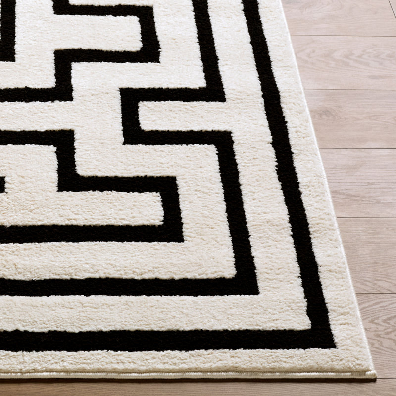 Rachel Zoe X Livabliss The Studio Edit Machine Woven Rug, Black/Beige, Rectangle 7'1 x 10'