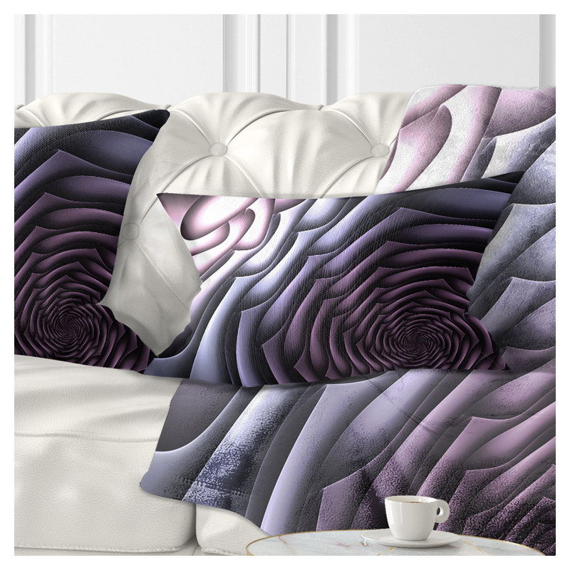 Art floral fractal en forme de fleur - coussin imprimé abstrait, Mauve
