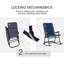 Ensemble de mobilier d'extérieur 3 pièces avec table basse en verre et 2 chaises berçantes pliantes et rembourrées