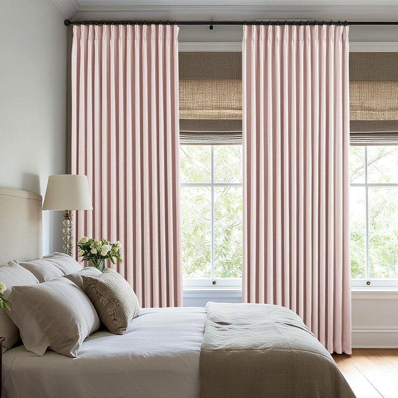 YZ Home Linen Pinch Pleated 100% Blackout Curtains for Bedroom and Living Room Darkening Thermal Window Curtain Drapes with 16pc Hooks(2 pages)