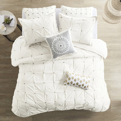 Housse de couette élastique en coton brodé pour très grand et très grand lit, look classique très grand / avec anneau à boutons brodés
