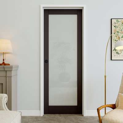 Portes intérieures à noyau solide en verre givré pré-fini 1-Lite avec cadre de porte et poignée sphérique