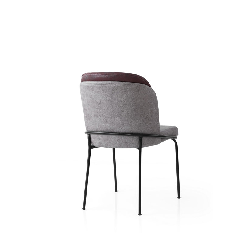 Ensemble de chaises modernes 4 pièces, gris et bourgogne, 24,4 po x 29,5 po x 20,5 po | Structure 100% fer, siège en panneau de particules, dossier en contreplaqué | Conception ergonomique, capacité de 386 lb | Parfait pour la salle à manger, la cuisine et les bureaux